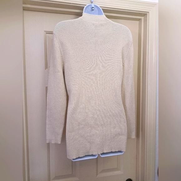 Lauren Michelle Cream Sweater with Embellished Neckline Size Large - Picture 2 of 9